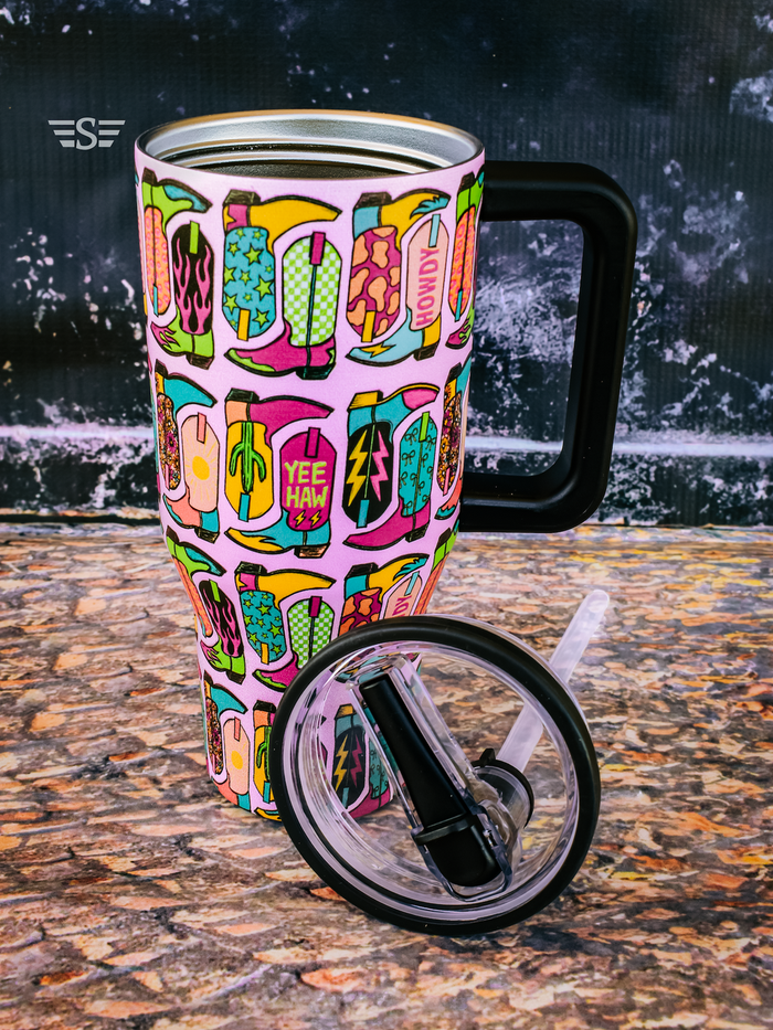 Vibrant Boot Scootin' 32oz Flip WashEasy™ Top Tumbler