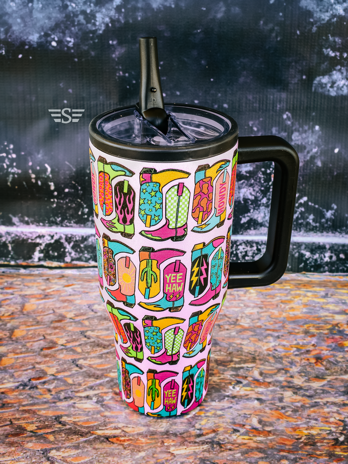 Vibrant Boot Scootin' 32oz Flip WashEasy™ Top Tumbler
