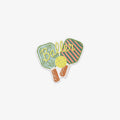 Vinyl sticker of a Baller pickleball on a white background