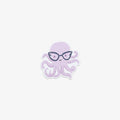 Vinyl sticker with Purple octopus wearing glasses on a light purple background