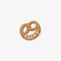 Vinyl sticker of a pretzel with 'Salty' text on a white background