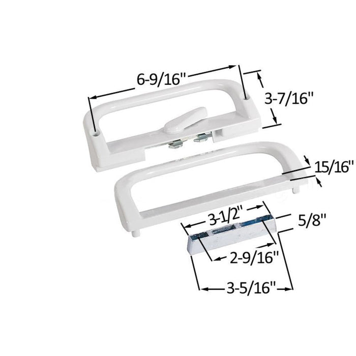 Sliding Glass Patio Door Handle Replacement – White Surface - Mounted Hook Style - Reflect Window & Door