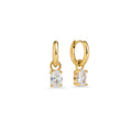 Gold hoop earrings with an oval clear stone pendant in a prong setting on a white background. Jewelry by Mia Bijoux Canada.

Boucles d'oreilles anneaux dorées avec pendentif serti sur griffes d'une pierre transparente ovale sur fond blanc. Bijoux par Mia Bijoux Canada.
