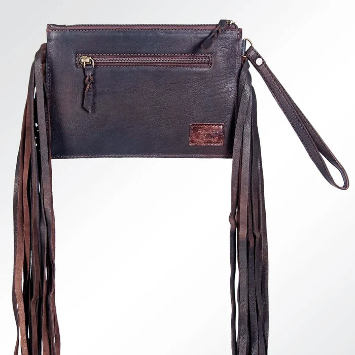 Wristlet Hide Purse with Fringe